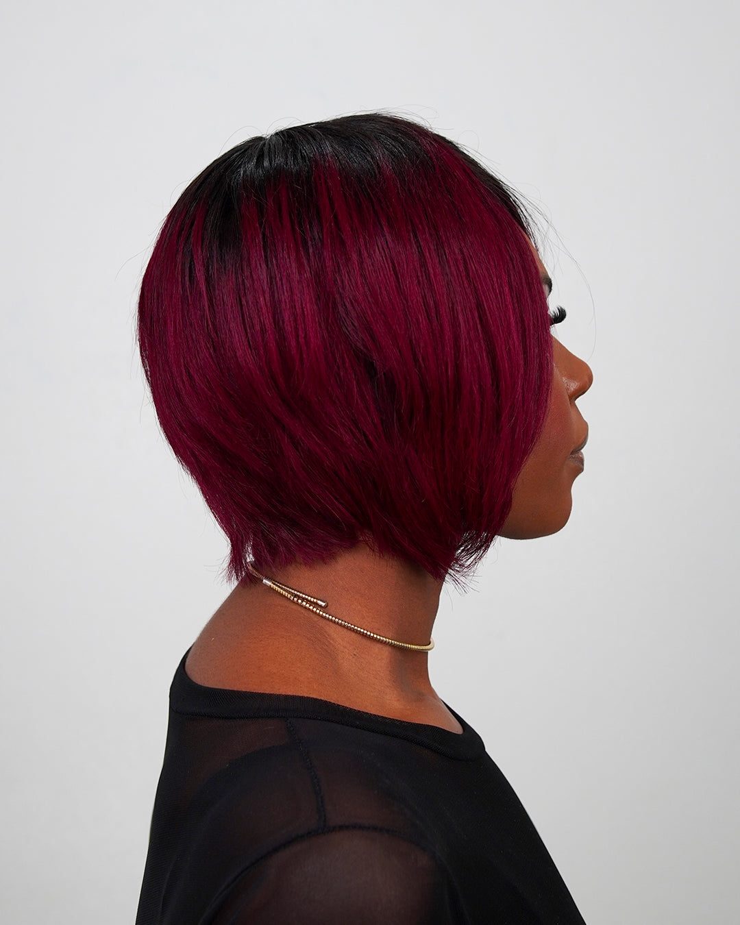 Cabelo Humano - Wig Sirlene Vermelho Borgonha